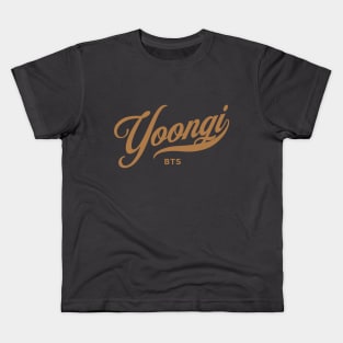 BTS Yoongi Suga name baseball typography Morcaworks Kids T-Shirt